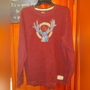 Old Navy Premium Division Men's Burgundy Graphic Long Sleeve Shirt In An XL.